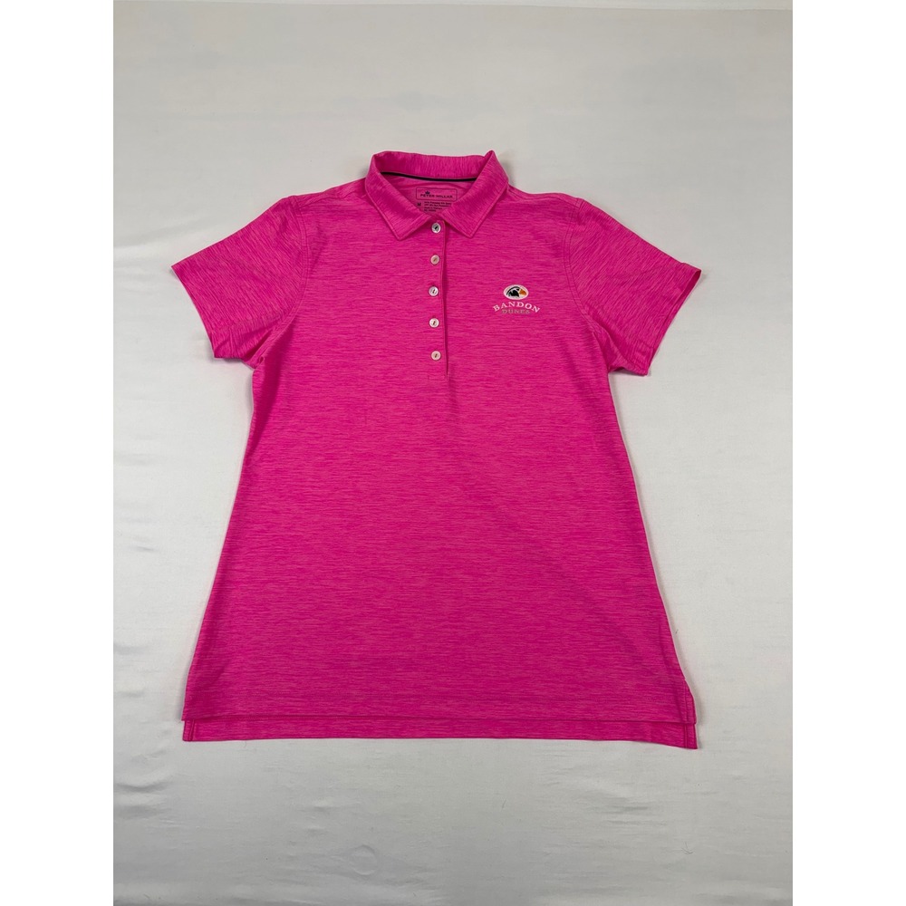 Peter Millar Bandon Dunes Pink Space Dye Golf Polo Shirt Womens Medium‎ UPF 50+